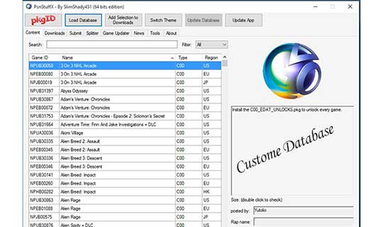 psn stuff custom database